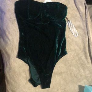 Strapless velour bodysuit